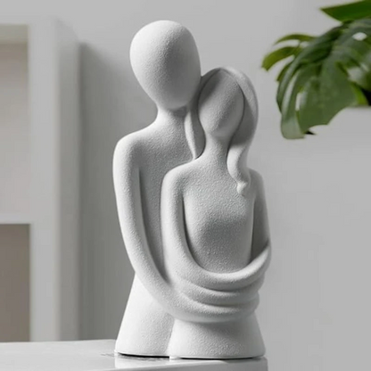 RoyaleGlow Abstract Embrace Ceramic Sculpture - Modern Minimalist Couple Figurine Decor