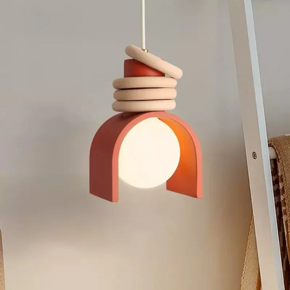 Royelux Modern Rustic Terracotta & Wood Pendant Light for Bedroom, Restaurant & Bar