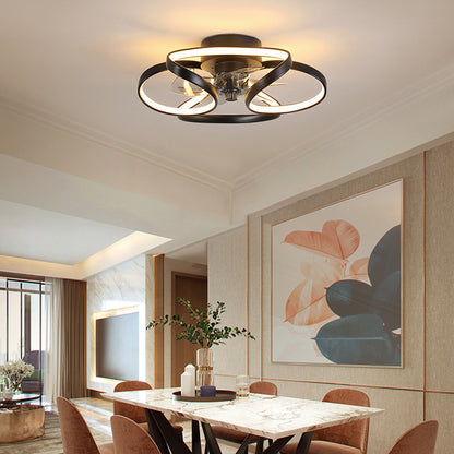 Royelux Modern LED Flush Mount Ceiling Fan with Light & Remote for Bedroom Living Room