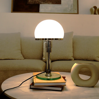 RoyaleGlow Modern Dome Table Lamp - Dimmable, Sleek Metal & Glass Design for Bedside