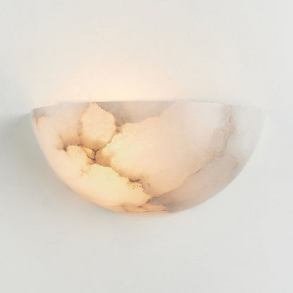 LuxRoyale Alabaster Wall Sconce-Elegant Half-Moon Uplight for Modern Interiors