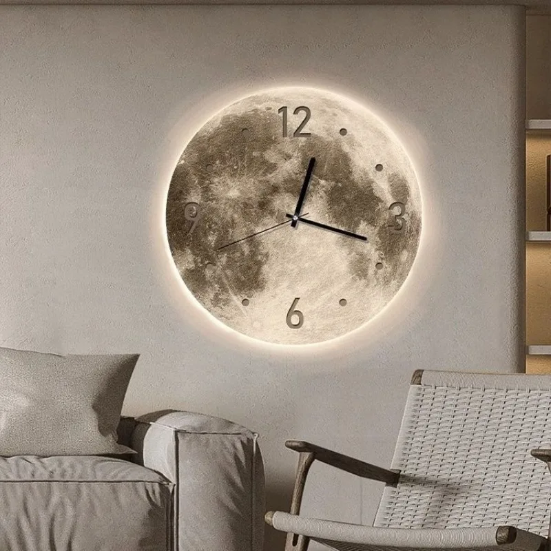 RoyaleGlow 20-Inch LED Moon Wall Clock | Illuminated Lunar Wall Art Silent Modern Design