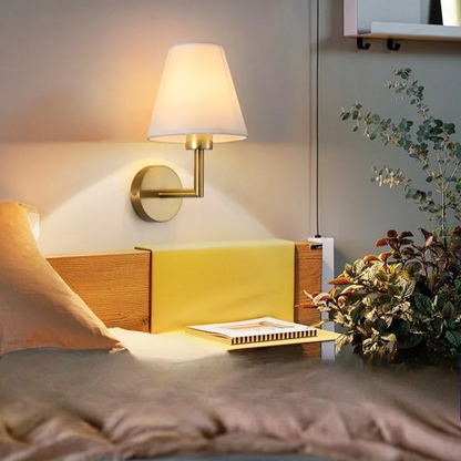 LuxRoyale Cordless Brushed Brass & Fabric Wall Lamp - Dimmable 2 Pack