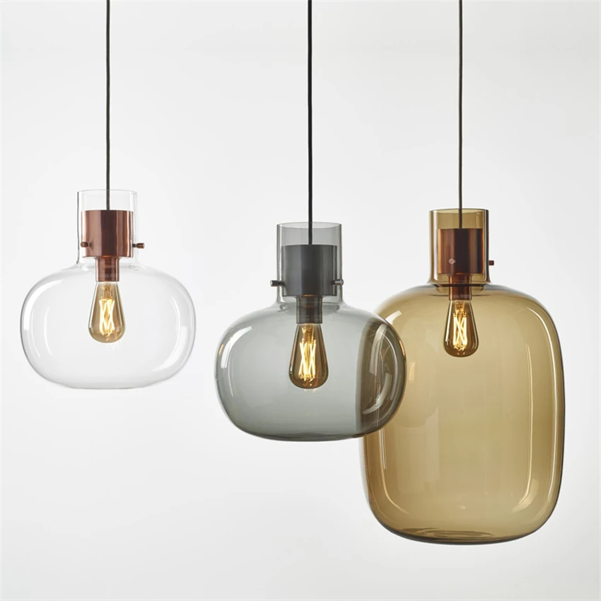 Royelux Modern Nordic Glass Globe Pendant Light - Kitchen Island & Dining Room Hanging Lamp