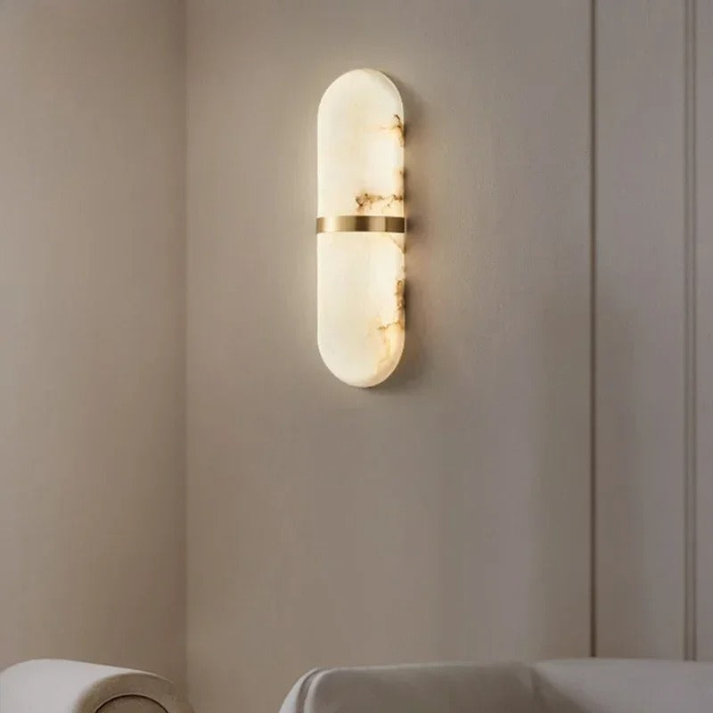 RoyaleGlow Modern Nordic Marble Wall Sconce with Integrated LED & Metal Accent