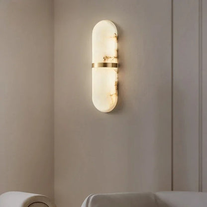 RoyaleGlow Modern Nordic Marble Wall Sconce with Integrated LED & Metal Accent