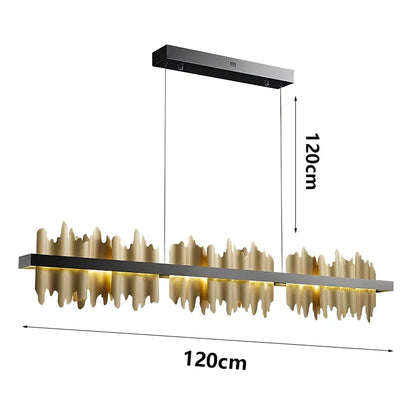 RoyaleGlow Linear Chandelier-Modern Dining Room Gold & Black Acrylic LED Light
