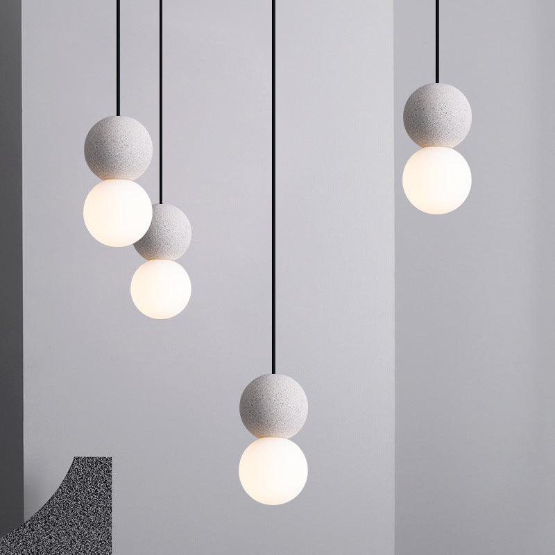 Royelux Concrete Glass Pendant Light for Kitchen Island, Dining Room & Entryway