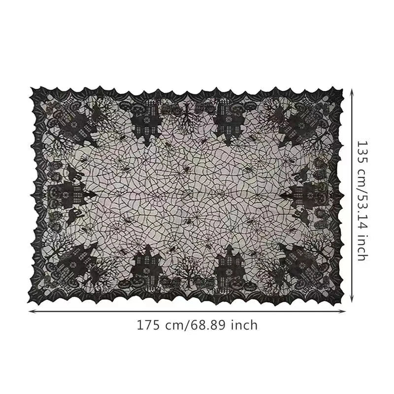 Lumora Halloween Lace Spider Web Skull Tablecloth Rectangular Party Decoration