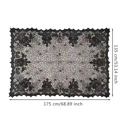 Lumora Halloween Lace Spider Web Skull Tablecloth Rectangular Party Decoration