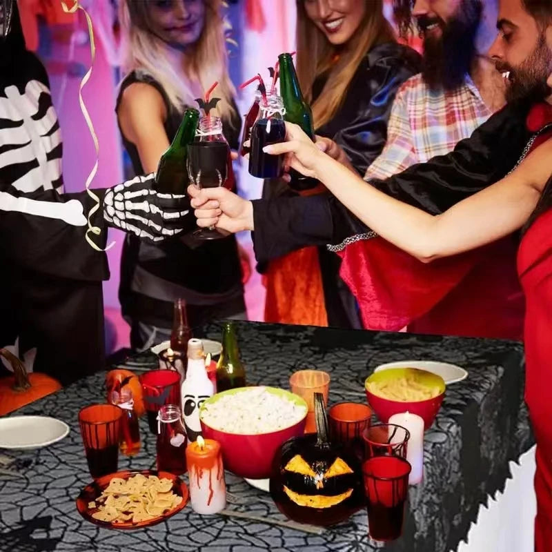 1 pcs of Halloween lace tablecloth spider web skull pattern rectangular shape for party decoration haunted house pumpkin design 3