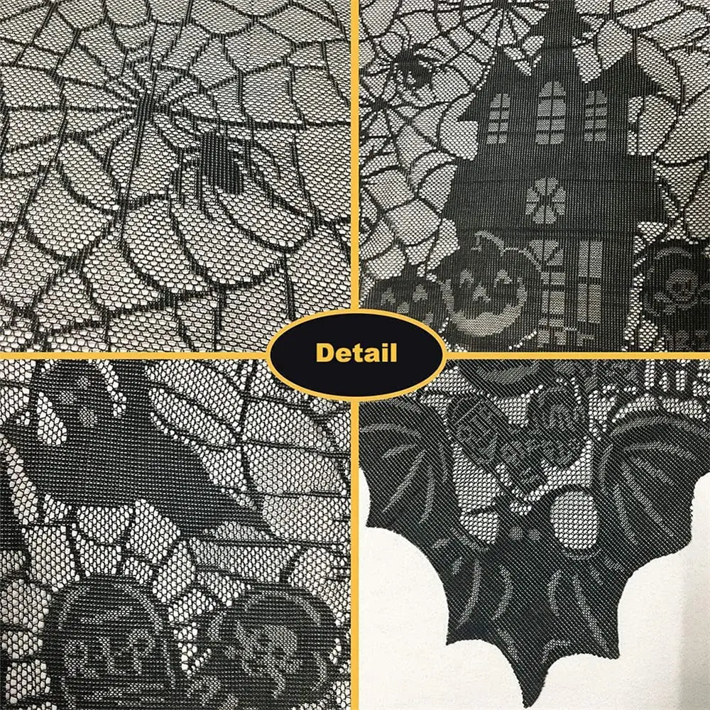 1 pcs of Halloween lace tablecloth spider web skull pattern rectangular shape for party decoration haunted house pumpkin design 4