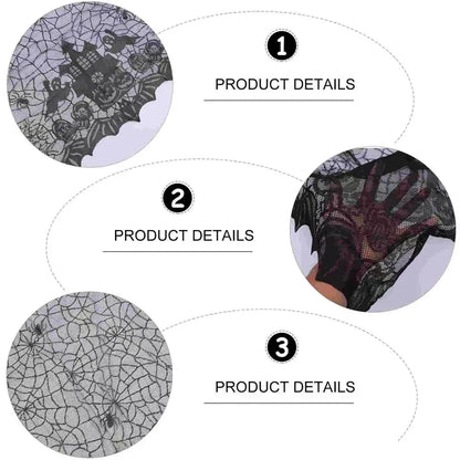 1 pcs of Halloween lace tablecloth spider web skull pattern rectangular shape for party decoration haunted house pumpkin design 5