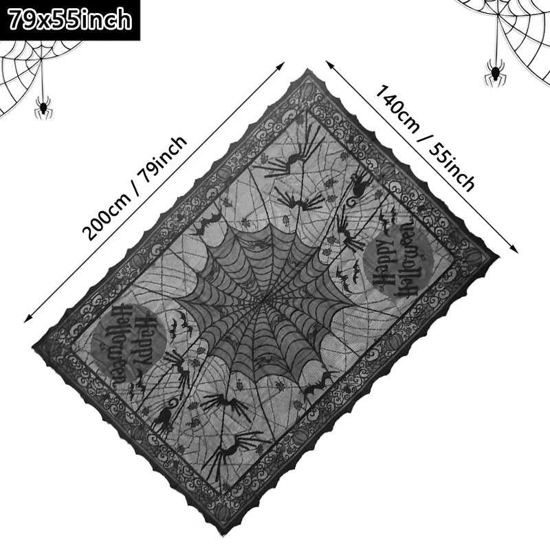 Lumora Halloween Lace Spider Web Skull Tablecloth Rectangular Party Decoration
