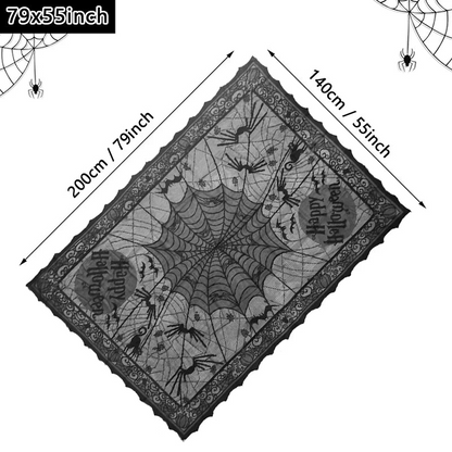 Lumora Halloween Lace Spider Web Skull Tablecloth Rectangular Party Decoration