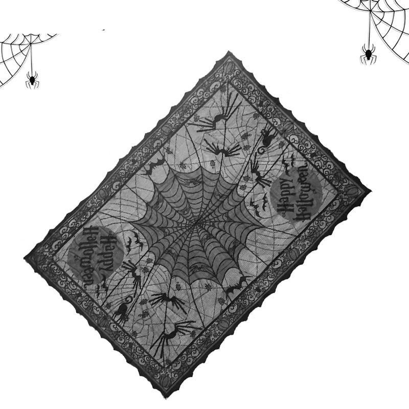 1 pcs of Halloween lace tablecloth spider web skull pattern rectangular shape for party decoration haunted house pumpkin design 6