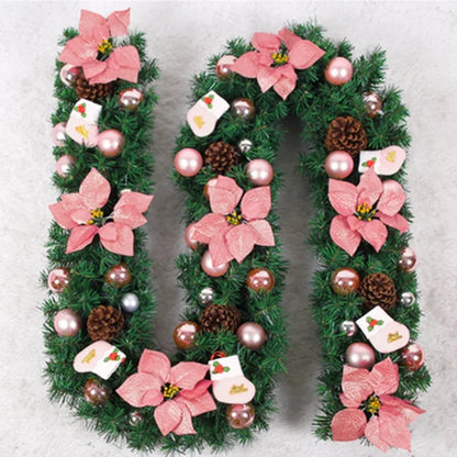 Royallure LED Rattan Christmas Garland – 2.7M Artificial Wreath for Home & Party Decor