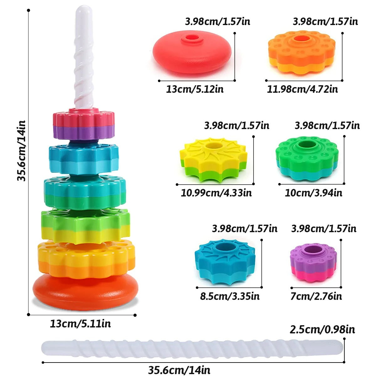Royaleva Stacking Toys for Kids - Colorful Spinning Discs