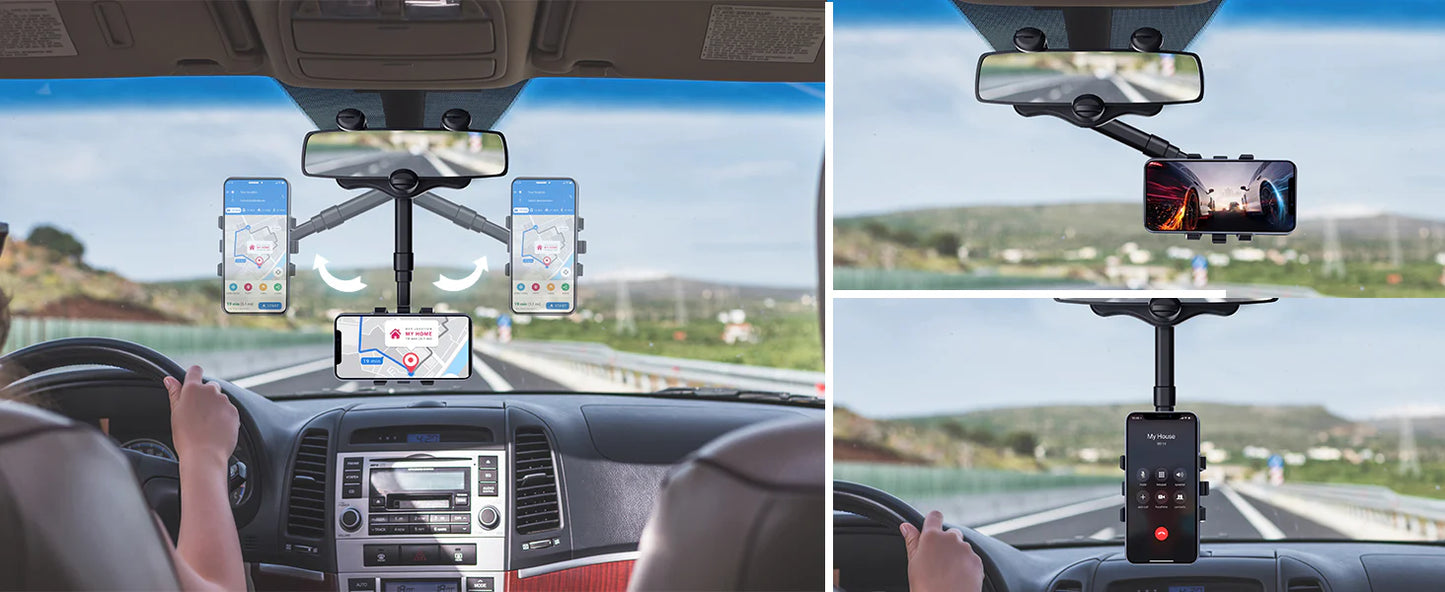 Royaleva Rearview Mirror Phone Holder with 360-Degree Rotation