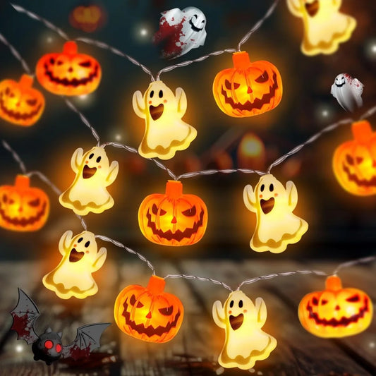 1pc 10/20 LED Halloween Single Layer Pumpkin & Ghost String Light Battery Powered For Home Garden Holiday Halloween Party Decor 0