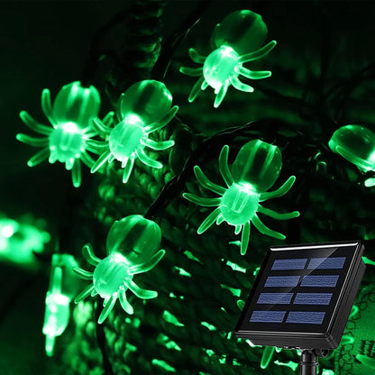 1pc 20/30 LED Halloween Spider Outdoor String Light With 8Lighting Modes Lamp Solar Powered For Home Garden Yard Halloween Decor 6