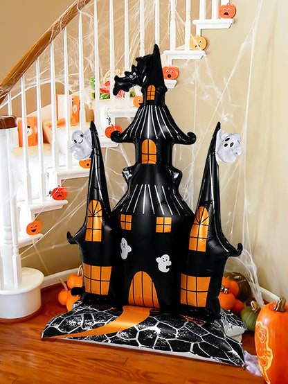 1pc Halloween 58-inch super-large haunted house castle standing aluminum foil balloon, horror Halloween, haunted house party 0