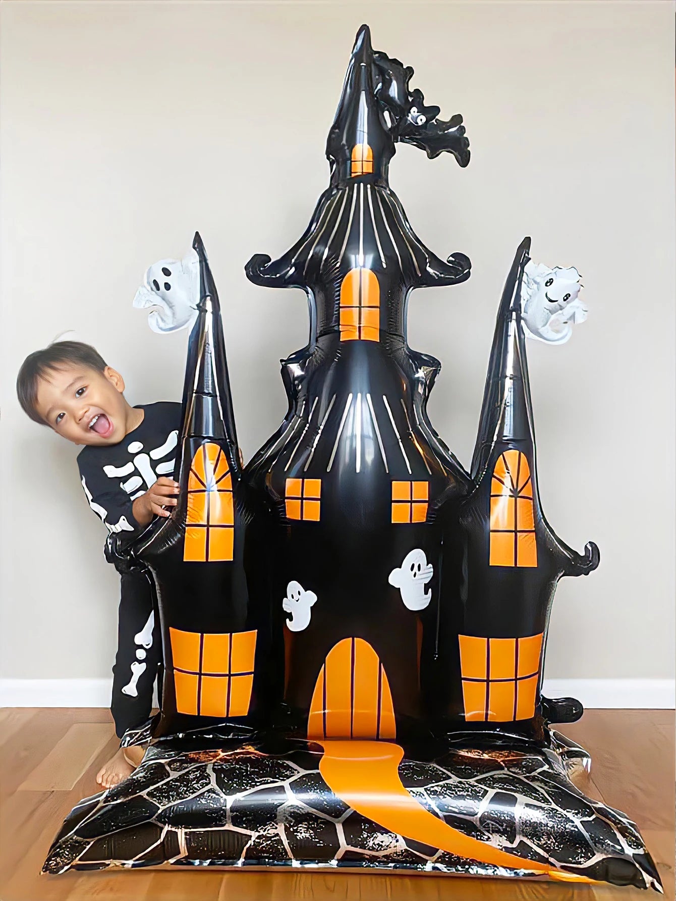 1pc Halloween 58-inch super-large haunted house castle standing aluminum foil balloon, horror Halloween, haunted house party 1