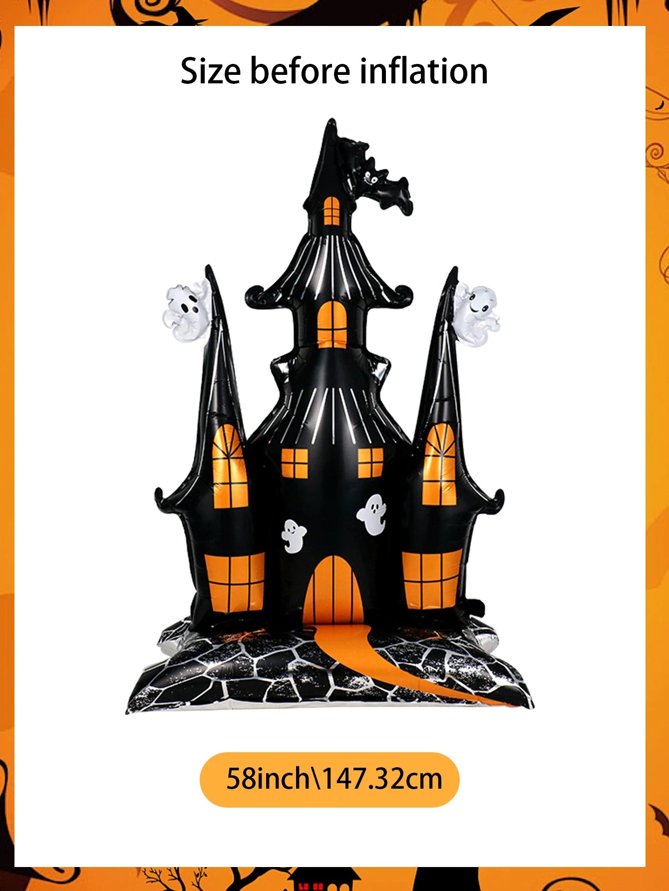 1pc Halloween 58-inch super-large haunted house castle standing aluminum foil balloon, horror Halloween, haunted house party 2