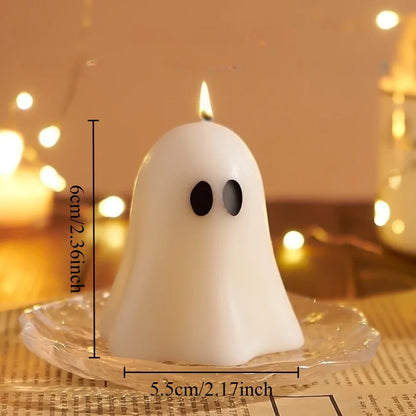 1pc Halloween Ghost Scented Candle Spooky White Ghost Shape Candles with Long-Lasting Fragrance for Halloween Party Decorations 1