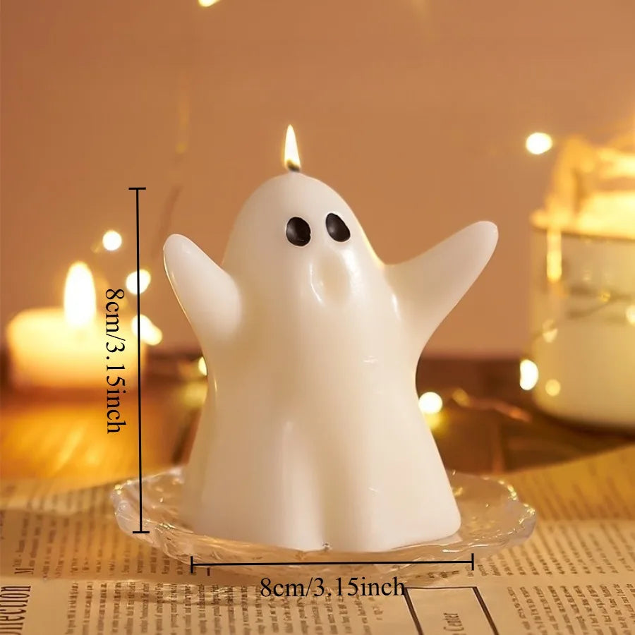 1pc Halloween Ghost Scented Candle Spooky White Ghost Shape Candles with Long-Lasting Fragrance for Halloween Party Decorations 10