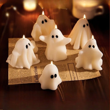 1pc Halloween Ghost Scented Candle Spooky White Ghost Shape Candles with Long-Lasting Fragrance for Halloween Party Decorations 2