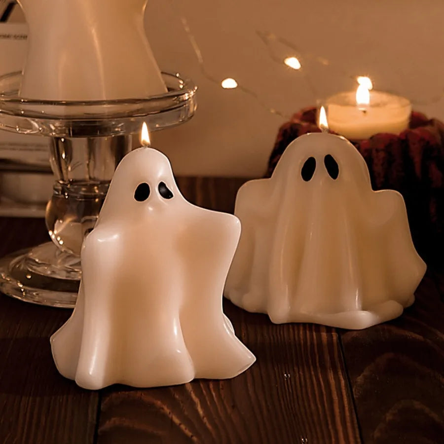 1pc Halloween Ghost Scented Candle Spooky White Ghost Shape Candles with Long-Lasting Fragrance for Halloween Party Decorations 4