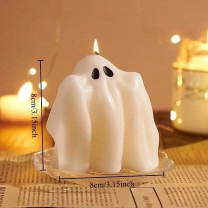 1pc Halloween Ghost Scented Candle Spooky White Ghost Shape Candles with Long-Lasting Fragrance for Halloween Party Decorations 5