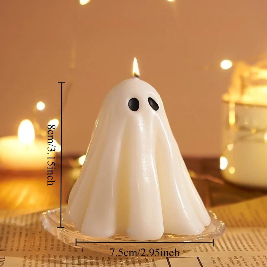 1pc Halloween Ghost Scented Candle Spooky White Ghost Shape Candles with Long-Lasting Fragrance for Halloween Party Decorations 6