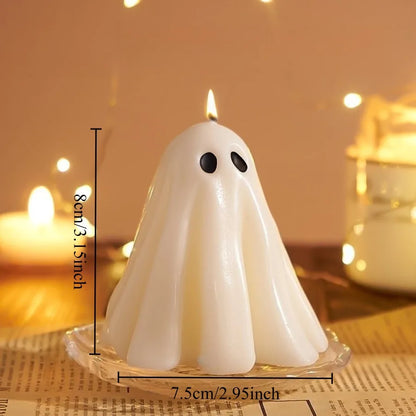 1pc Halloween Ghost Scented Candle Spooky White Ghost Shape Candles with Long-Lasting Fragrance for Halloween Party Decorations 6