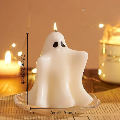 1pc Halloween Ghost Scented Candle Spooky White Ghost Shape Candles with Long-Lasting Fragrance for Halloween Party Decorations 8