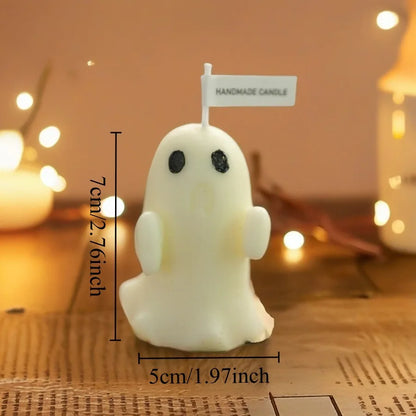 1pc Halloween Ghost Scented Candle Spooky White Ghost Shape Candles with Long-Lasting Fragrance for Halloween Party Decorations 9
