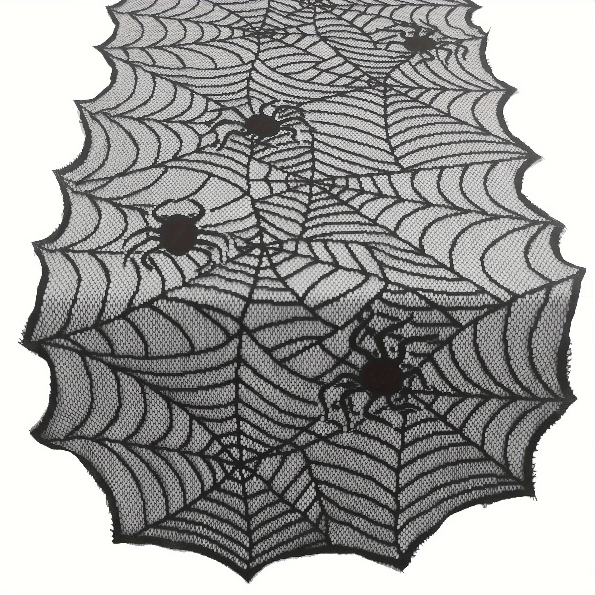 1pc, Table Runner, Black Lace Spider Web Table Runner, Polyester American Halloween Party Gift Home Dining Decor 5