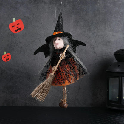 1pcs/3pcs Halloween witch doll angel hanging decorations with broom - no electricity required, suitable for multiple holiday ind 5