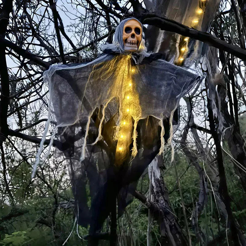 1pcs Halloween Glowing Skull Skeleton Gauze Hanging Ghost Home Outdoor Garden Decoration Halloween Party Horror Ghost Props 2025 0