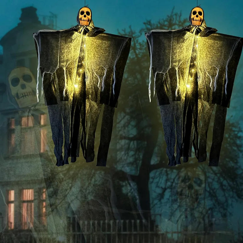 1pcs Halloween Glowing Skull Skeleton Gauze Hanging Ghost Home Outdoor Garden Decoration Halloween Party Horror Ghost Props 2025 3