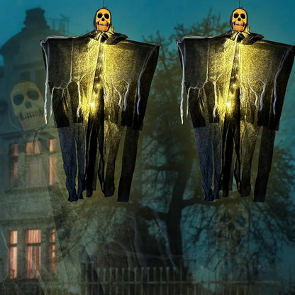 1pcs Halloween Glowing Skull Skeleton Gauze Hanging Ghost Home Outdoor Garden Decoration Halloween Party Horror Ghost Props 2025 3