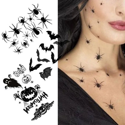1sheet Halloween Tattoo Sticker Paper Spider Tattoo Sticker Bat Tattoo Sticker 0