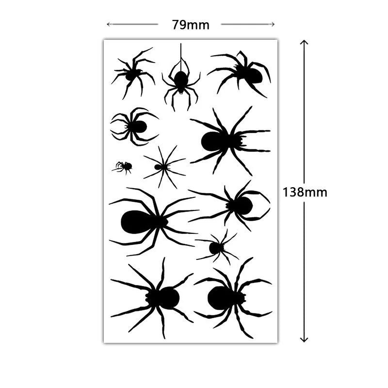 1sheet Halloween Tattoo Sticker Paper Spider Tattoo Sticker Bat Tattoo Sticker 3