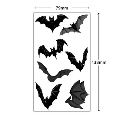 Rayvia Halloween Spider Bat Tattoo Sticker Sheet Temporary Body Art Decor