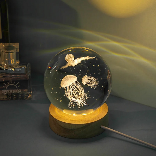 RoyaleGlow 3D Jellyfish Lamp - Laser Engraved Crystal Ball LED Night Light - Default Title