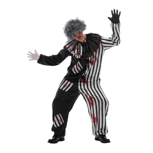 2022 Adult Evil Clown circus Cosplay Halloween Costume Vintage Men's Bloody Killer Clown Carnival Easter Purim Fancy Dress 0