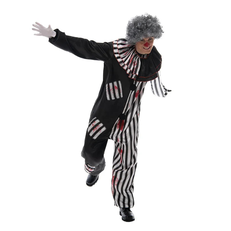 2022 Adult Evil Clown circus Cosplay Halloween Costume Vintage Men's Bloody Killer Clown Carnival Easter Purim Fancy Dress 3