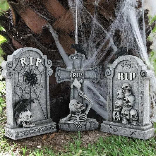 2024 new Halloween Resin Tombstones Graveyard Headstone Stakes Yard & Garden Decors Scary Halloween Tombst Decorations 0
