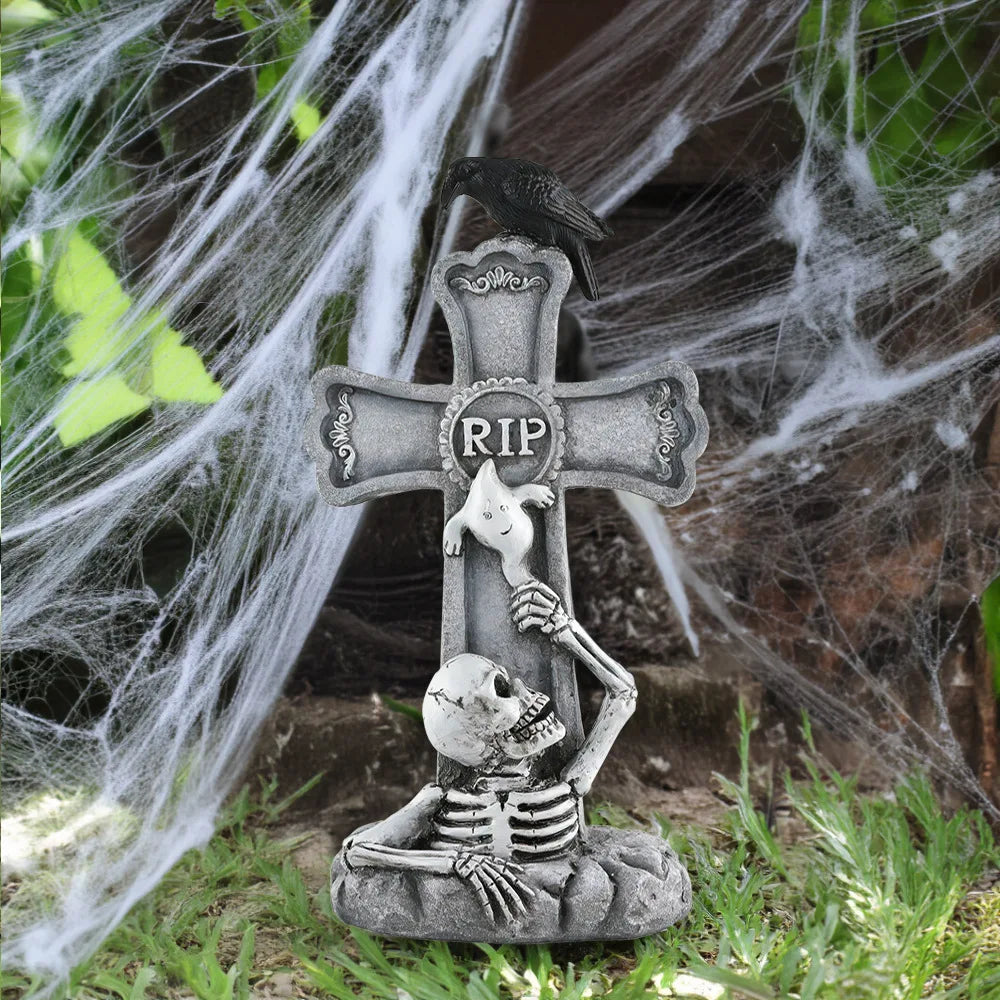 2024 new Halloween Resin Tombstones Graveyard Headstone Stakes Yard & Garden Decors Scary Halloween Tombst Decorations 2